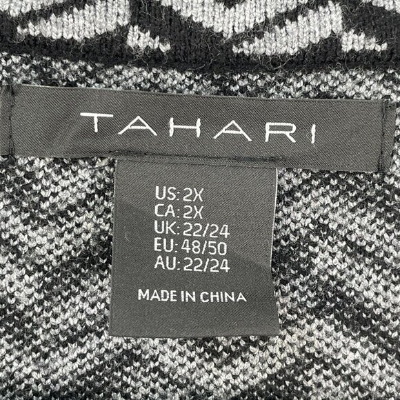 Tahari Womens Plus 2X Chevron Open Front Cardigan Jacket Pockets Coatigan - Picture 4 of 11